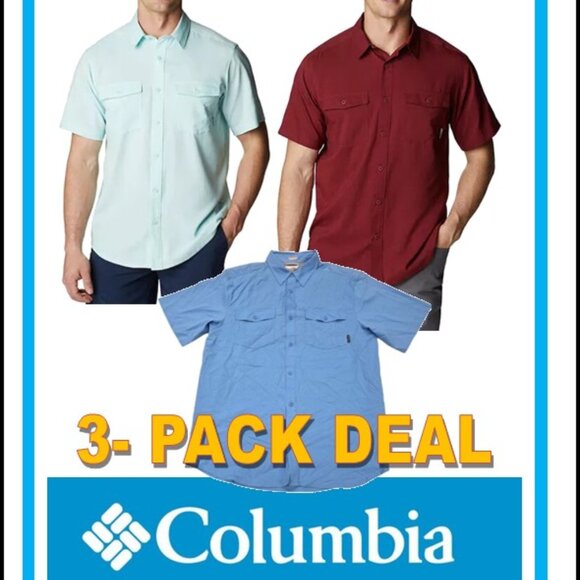 3-PACK of Columbia Men's James Bay Short Sleeve Woven Shirts SUN PROTECTION XXL - Picture 1 of 6